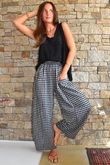 Nonni Gingham Relaxed Barrel Pant Black Grey